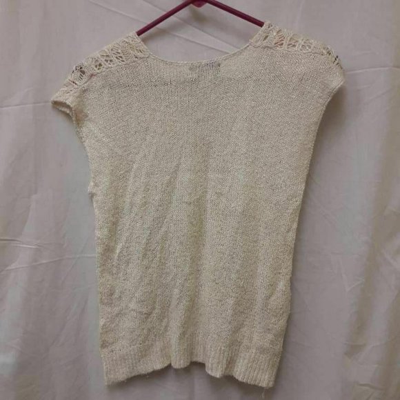 Vintage FAF Womens Sweater Vest Beige Crochet top - Picture 2 of 5